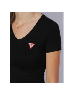 T-shirt col v mini triangle noir femme - Guess