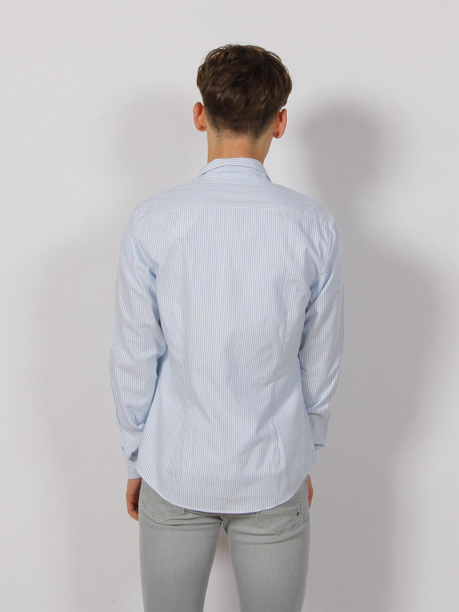 Chemise rayée manches longues oxford bleu homme - Calvin Klein