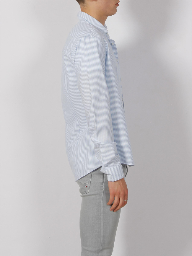 Chemise rayée manches longues oxford bleu homme - Calvin Klein