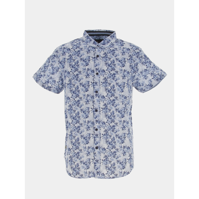 Chemise manches courtes à fleurs bleu homme - RMS 26