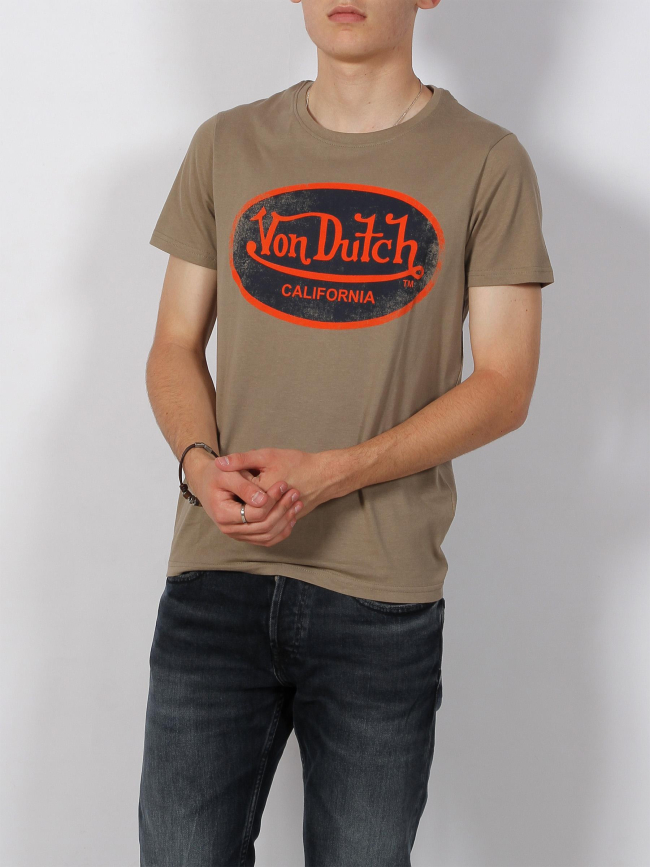 T-shirt aaron logo kaki homme - Von Dutch