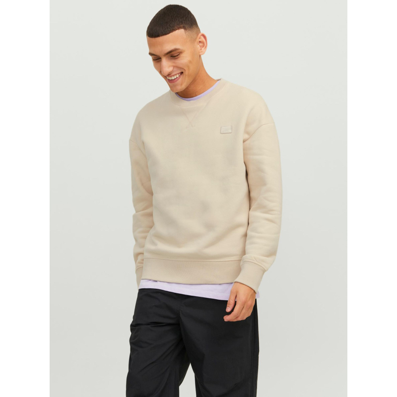 Sweat classic twill beige homme - Jack & Jones