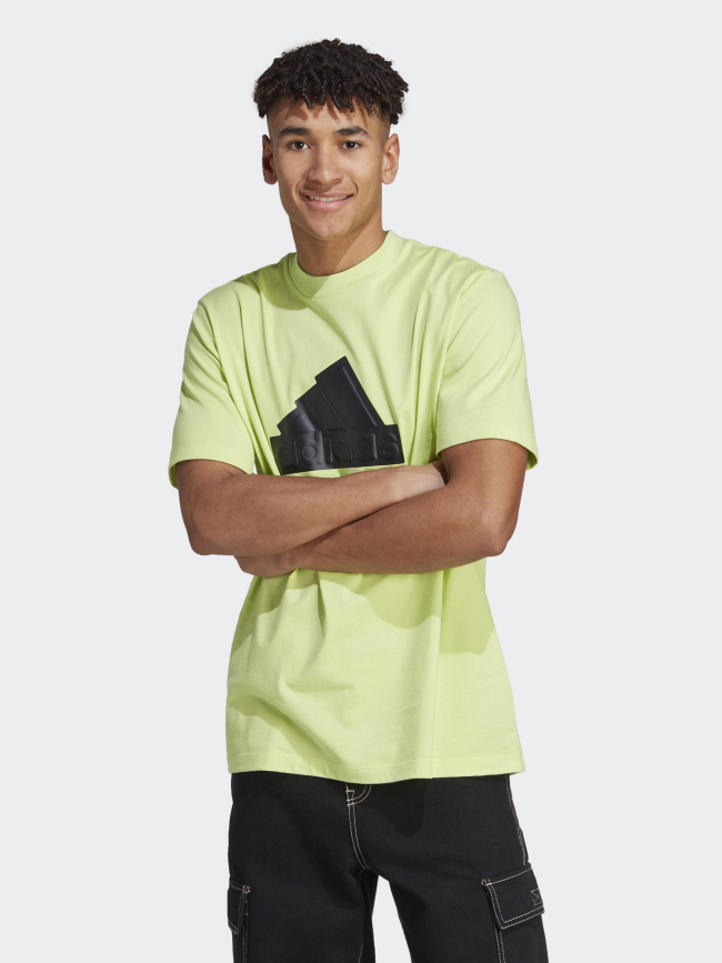 T-shirt logo relief noir vert homme - Adidas