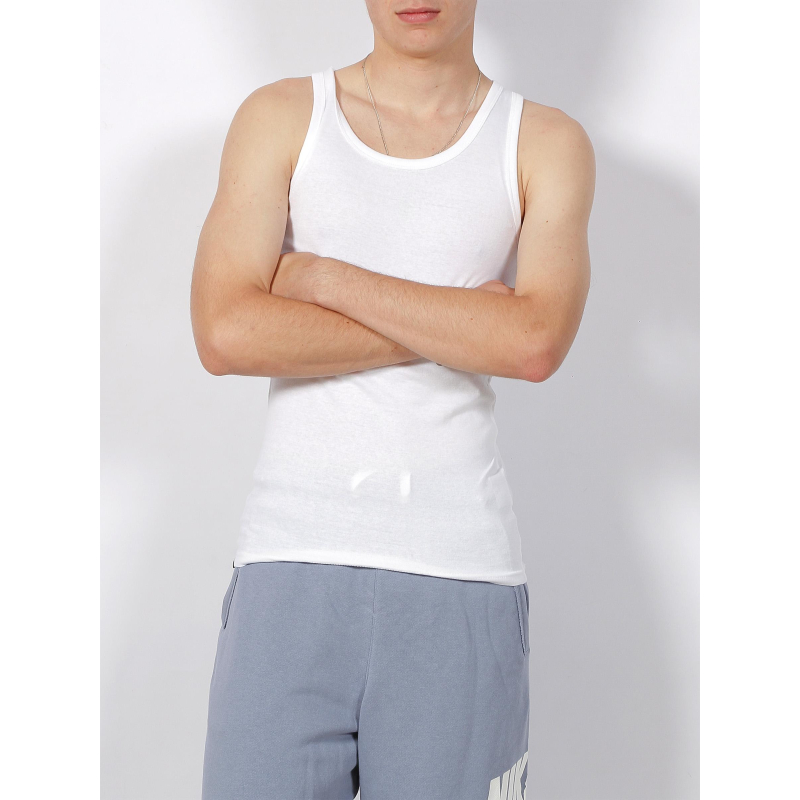 Débardeur uni côtes blanc homme - RMS 26