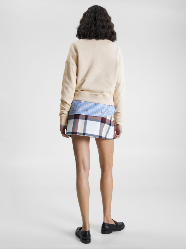 Sweat monotype embossé beige femme - Tommy Hilfiger