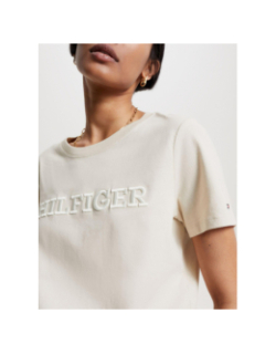 T-shirt monotype embossé beige femme - Tommy Hilfiger