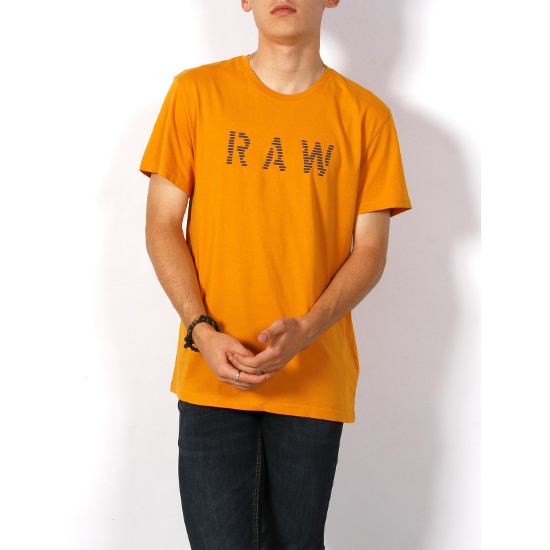 T-shirt logo RAW jaune moutarde homme- G star