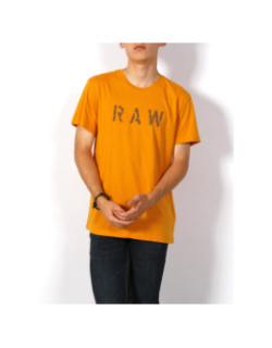 T-shirt logo RAW jaune moutarde homme- G star