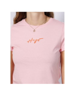 T-shirt slim logo signature rose femme - Hugo