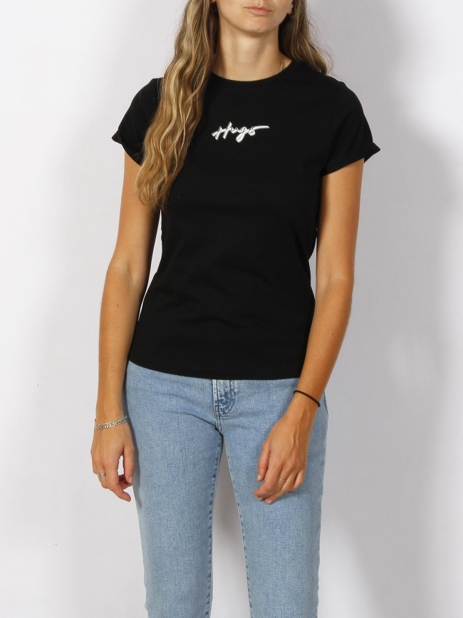 T-shirt slim logo signature noir femme - Hugo