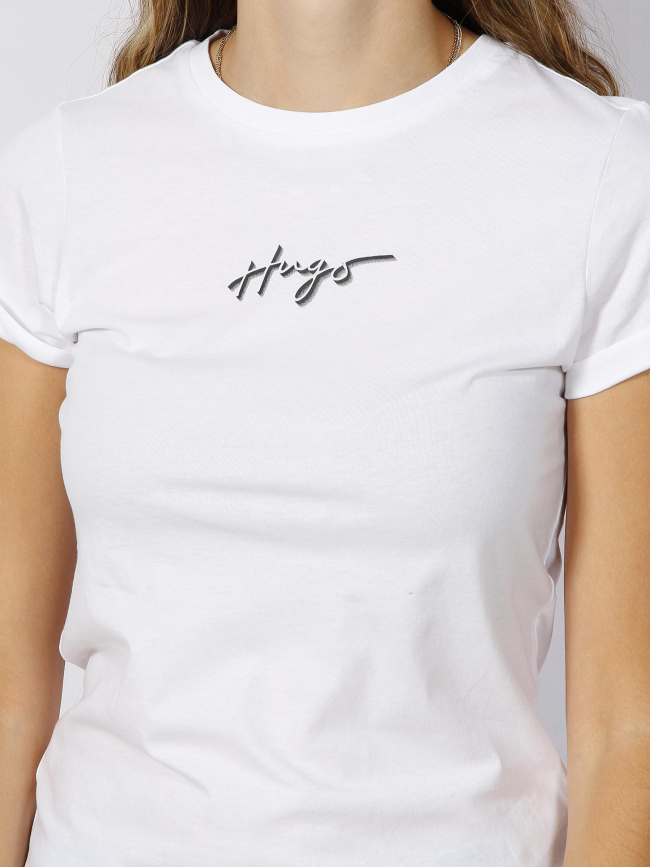 T-shirt slim logo signature blanc femme - Hugo