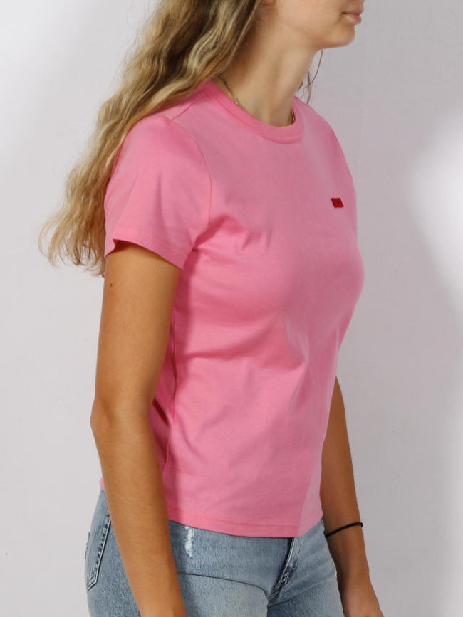 T-shirt classic uni petit logo rouge rose femme - Hugo