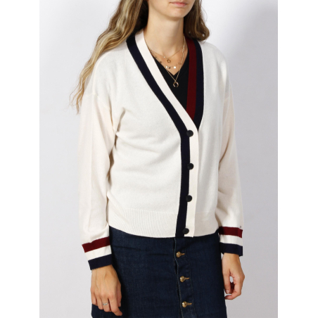 Gilet en laine cachemire cr?�me femme - Tommy Hilfiger | wimod