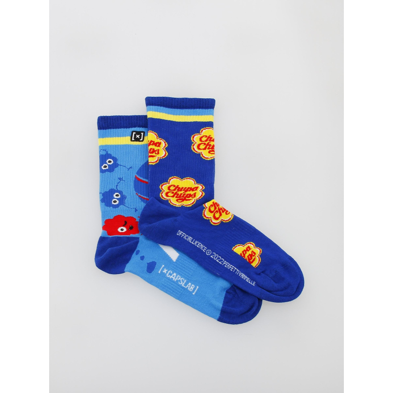 Chaussettes depareillées tennis chupa chups bleu - Capslab