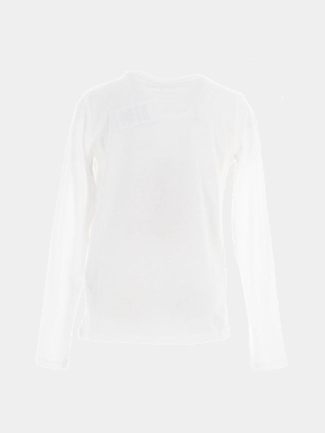 T-shirt à manches longues logo rose blanc enfant - Guess