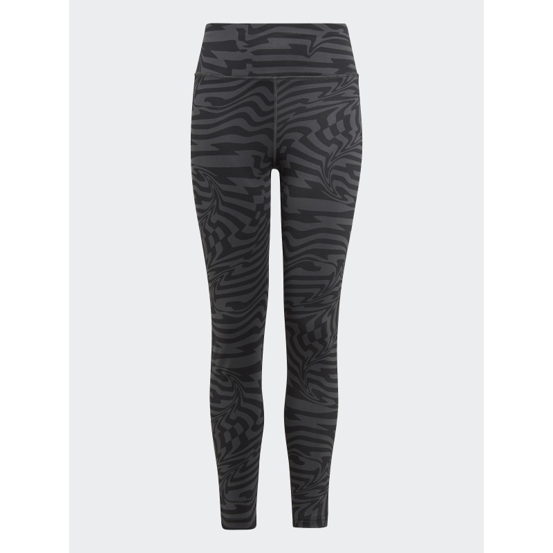 Legging taille haute à rayures gris noir fille - Adidas