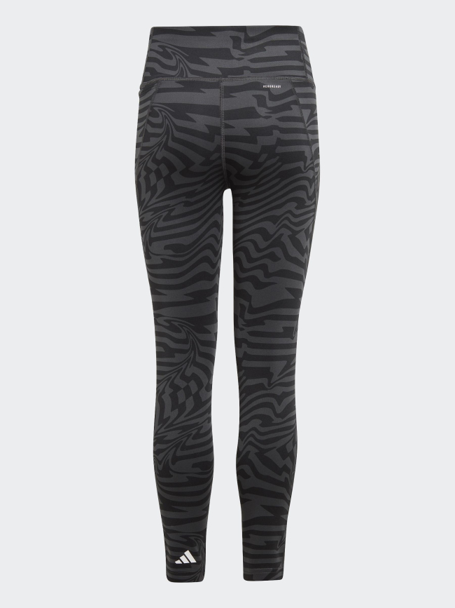 Legging taille haute à rayures gris noir fille - Adidas