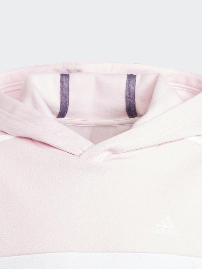 Sweat à capuche colorblock 3 stripes rose fille - Adidas