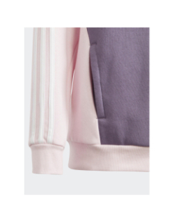 Sweat à capuche colorblock 3 stripes rose fille - Adidas