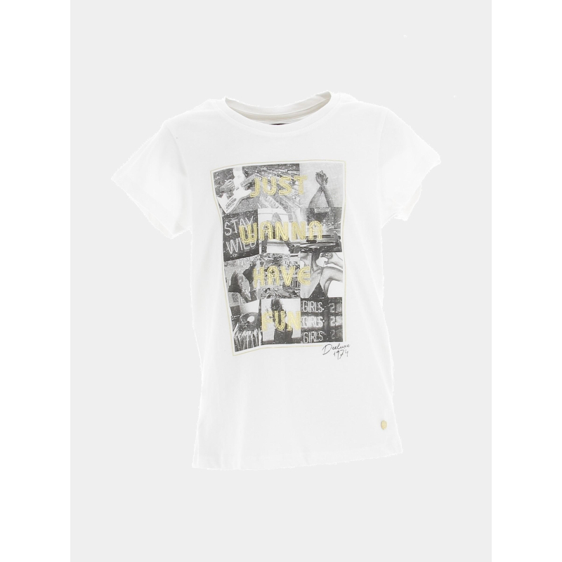 T-shirt have fun avec photos imprimées blanc fille - Deeluxe