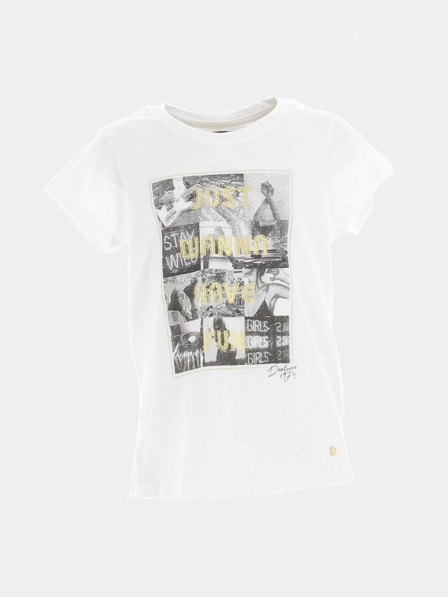 T-shirt have fun avec photos imprimées blanc fille - Deeluxe
