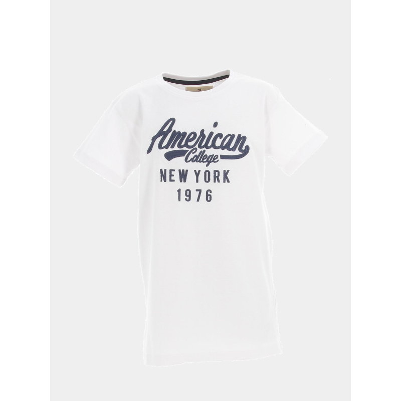 T-shirt manches courtes brodé blanc enfant - American College