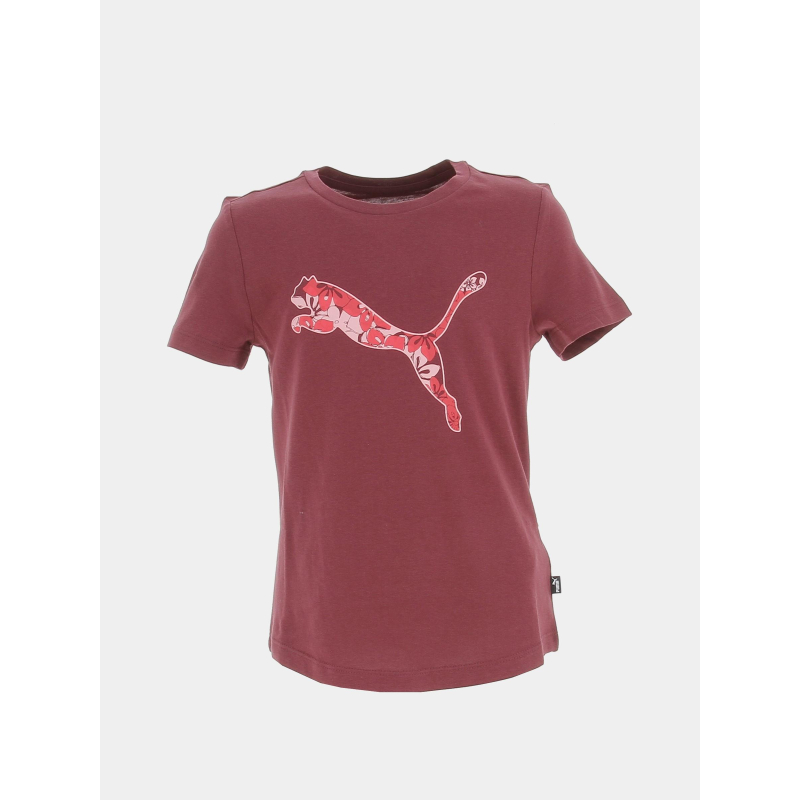 T-shirt essential graphic logo fleurs bordeaux fille - Puma