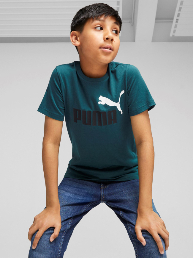 T-shirt essential logo vert forêt enfant - Puma
