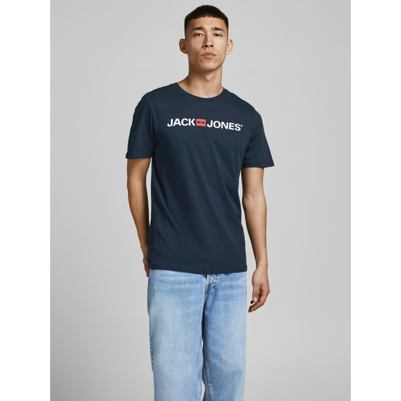 T-shirt ecorp logo centré bleu marine homme - Jack & Jones