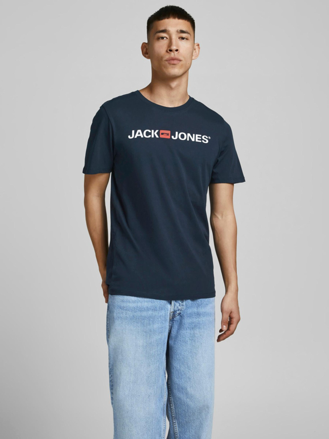 T-shirt ecorp logo centré bleu marine homme - Jack & Jones