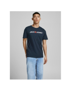 T-shirt ecorp logo centré bleu marine homme - Jack & Jones