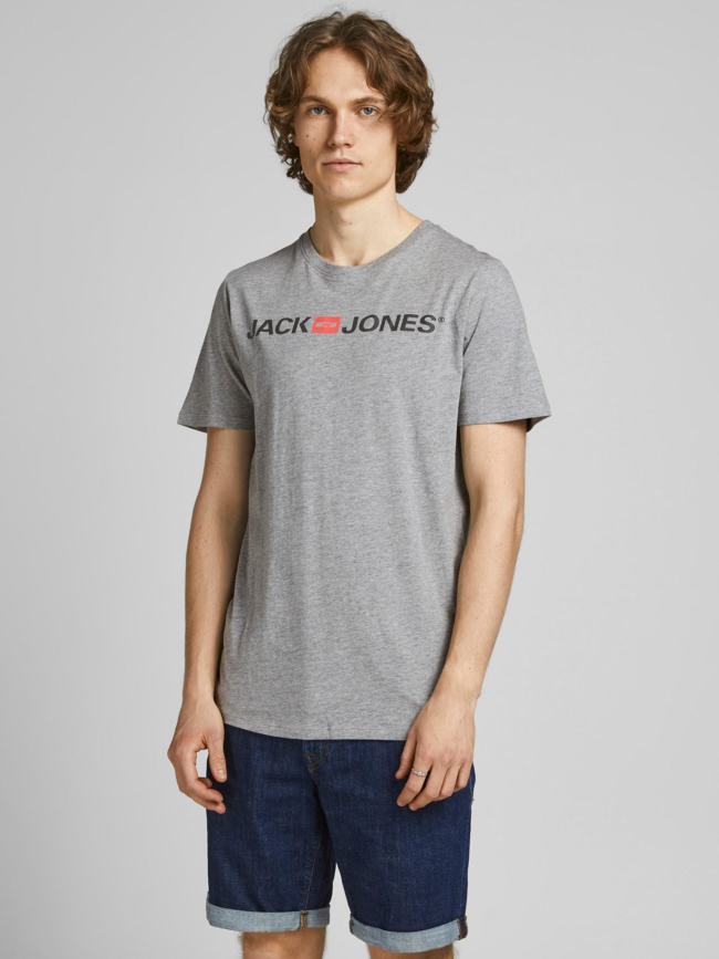 T-shirt ecorp logo centré gris homme - Jack & Jones