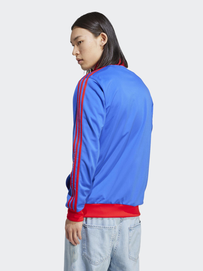 Sweat zippé OL dna effet vintage rouge bleu homme - Adidas