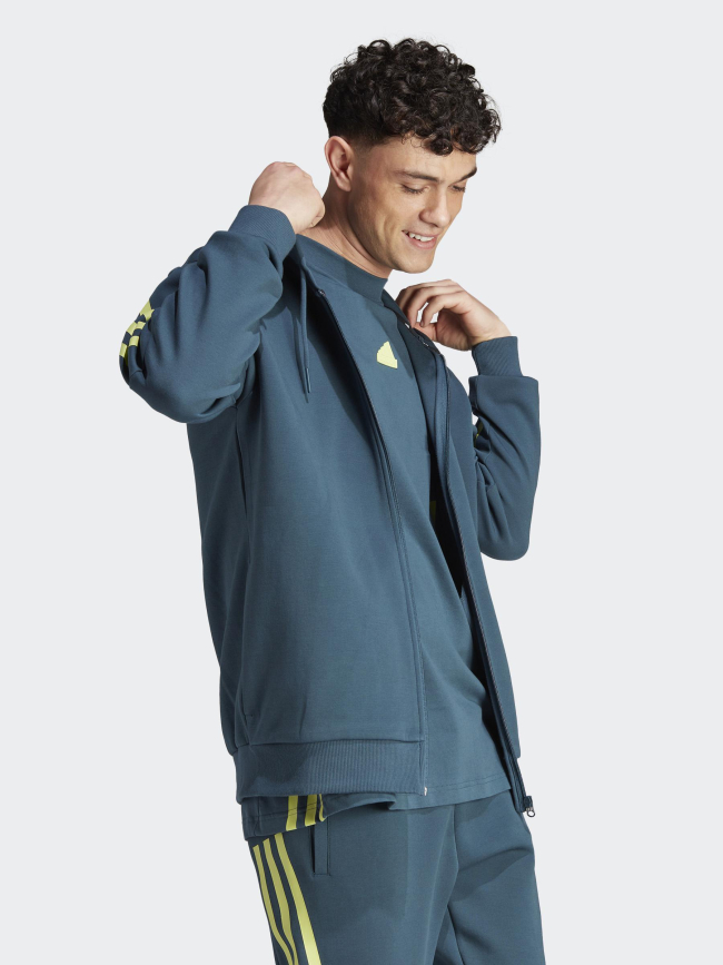 Sweat à capuche zippé fi 3s logo badge vert homme - Adidas