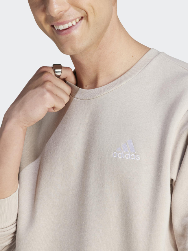 Sweat feelcozy basique logo brodé beige homme - Adidas