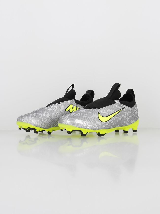 Chaussures football zoom vapor 15 MG argenté enfant - Nike