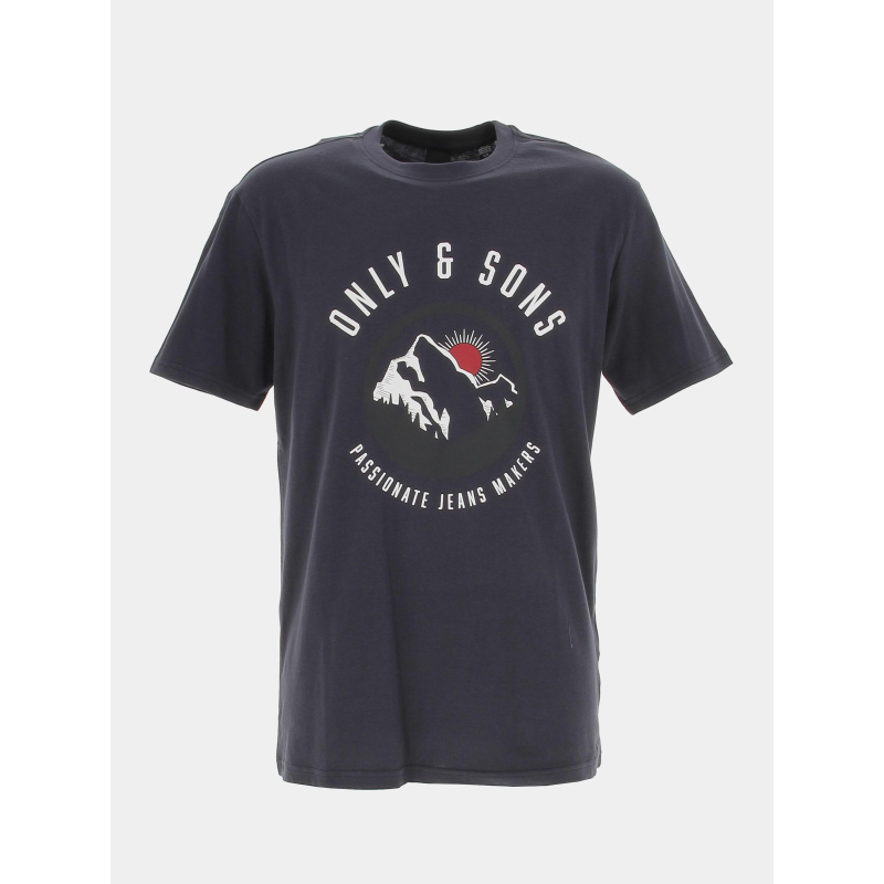 T-shirt thierry montagne bleu marine homme - Only & Sons