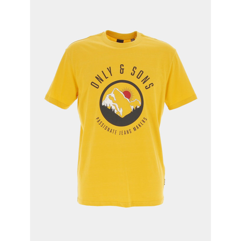 T-shirt thierry montagne imprimé jaune homme - Only & Sons