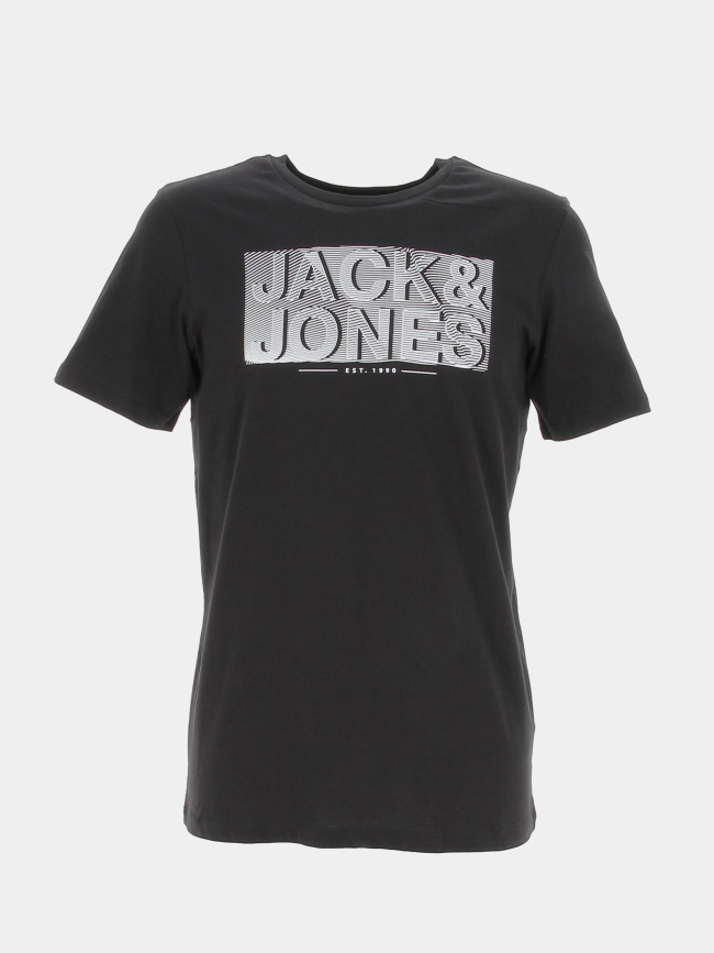 T-shirt peter logo rayures blanc noir enfant - Jack & Jones