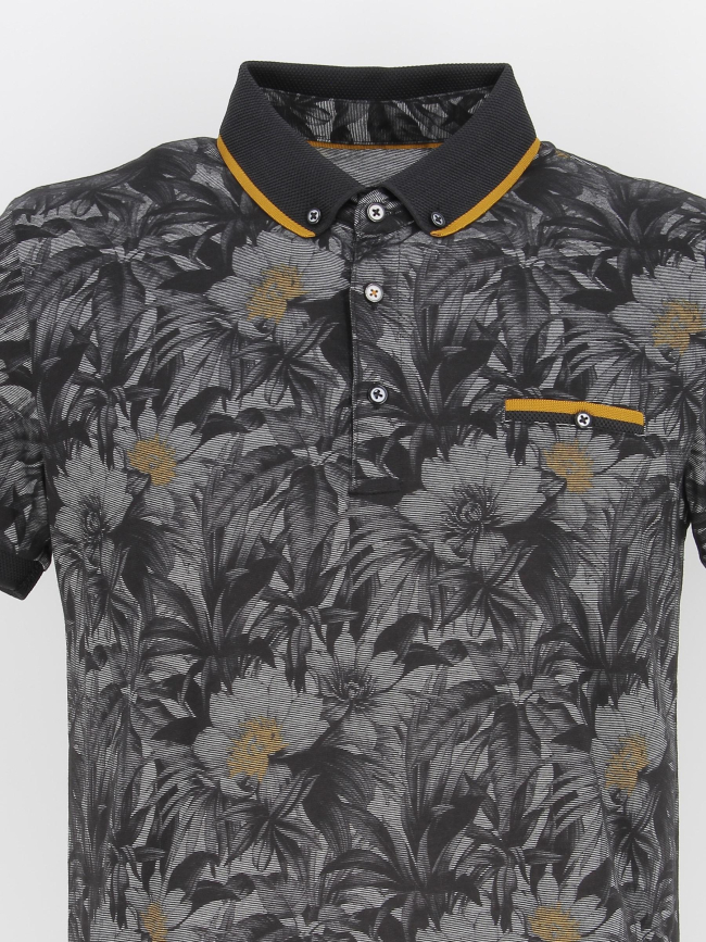 Polo à poche fleurs classic noir homme - Benson & Cherry