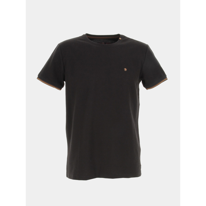T-shirt classic texturé marron noir homme - Benson & Cherry