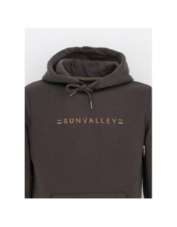 Sweat à capuche logo brodé marron homme - Sunvalley