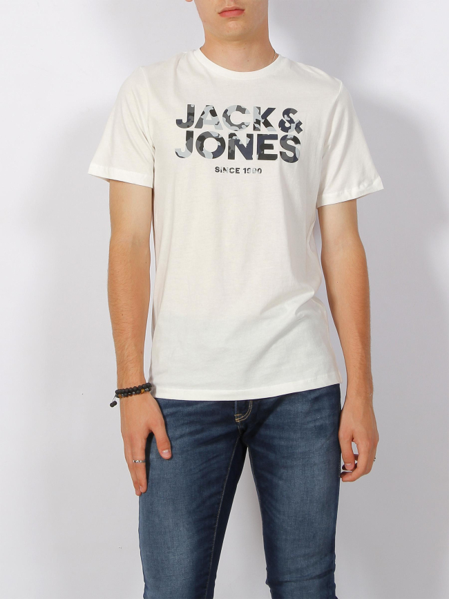 T-shirt james logo camouflage blanc enfant - Jack & Jones