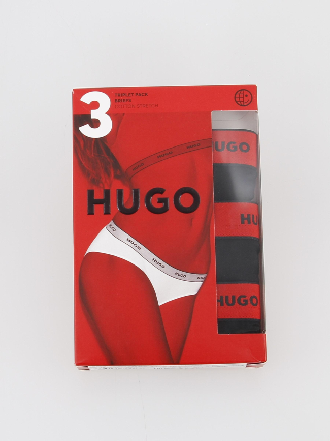 Pack de 3 slips stripe rouge noir femme - Hugo