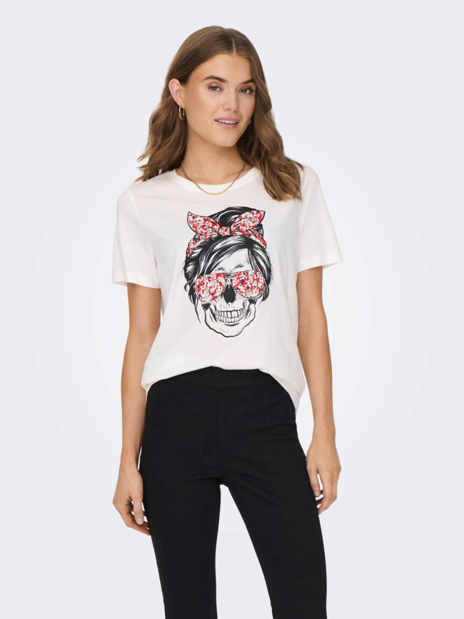 T-shirt stella motif squelette blanc femme - Only