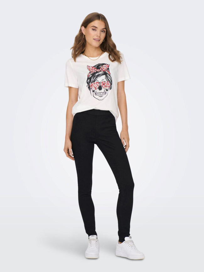 T-shirt stella motif squelette blanc femme - Only