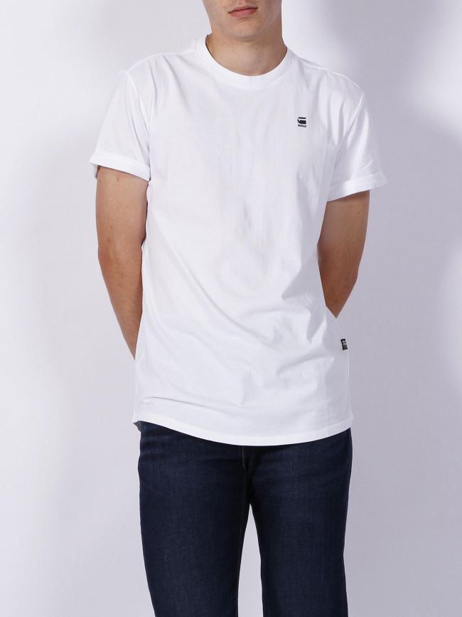 T-shirt relaxed fit basique logo imprimé blanc homme - G-Star