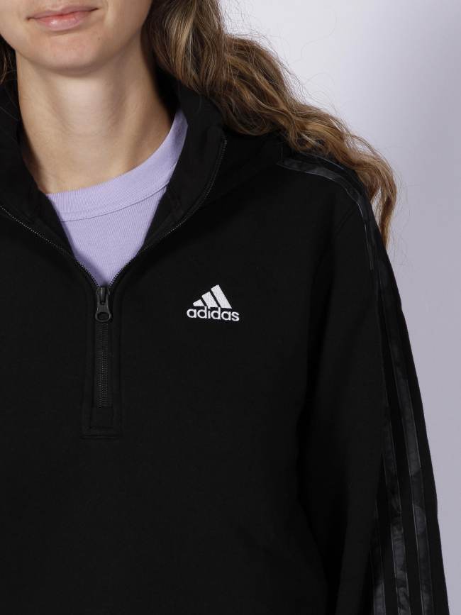 Sweat à capuche quarter zip ample noir femme - Adidas