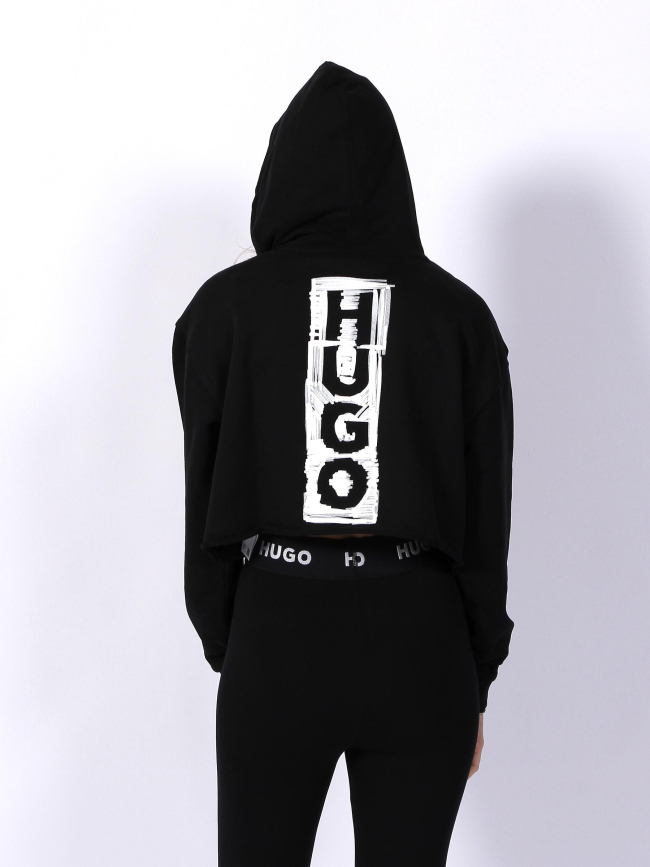 Sweat à capuche dephana cropped noir femme - Hugo