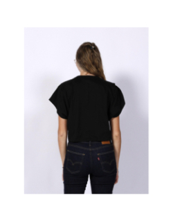 T-shirt cropped delevis logo étiquette noir femme - Hugo